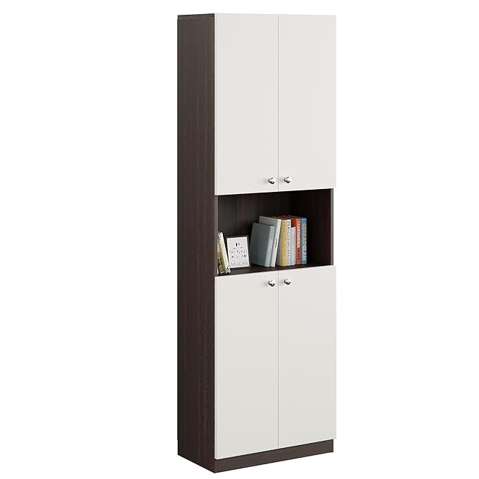 FURNEASER Allium Wooden Coffee Table with Storage and Open Rack, DIY Furniture, Sofa Side Table for Living Room, Home, 106 x 44 x 36 cm (Exotic Teak & White)