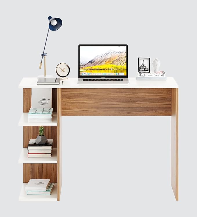 Workstation for Students & Adults, Exotic Teak + White