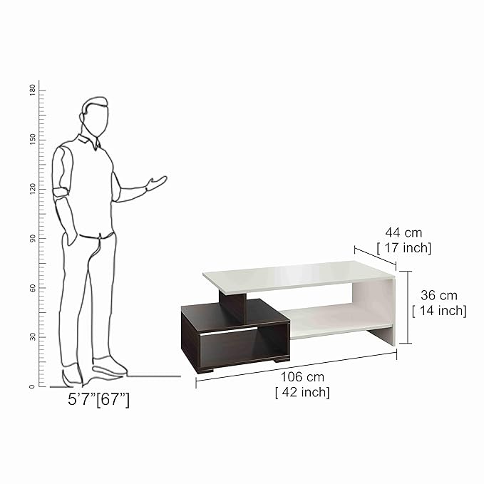 FURNEASER Allium Wooden Modern Coffee Table with Storage and Open Rack, DIY Furniture, Sofa Side Table for Living Room, Home, 106 x 44 x 36 cm (Wenge & White)