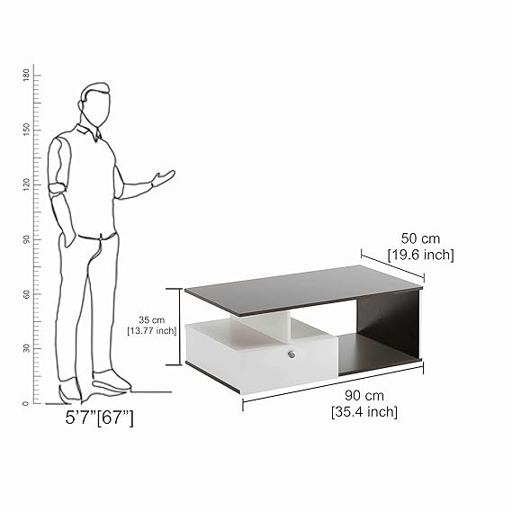 Livik Modern Coffee Table with Storage, Centre Table, Teapoy for Living Room