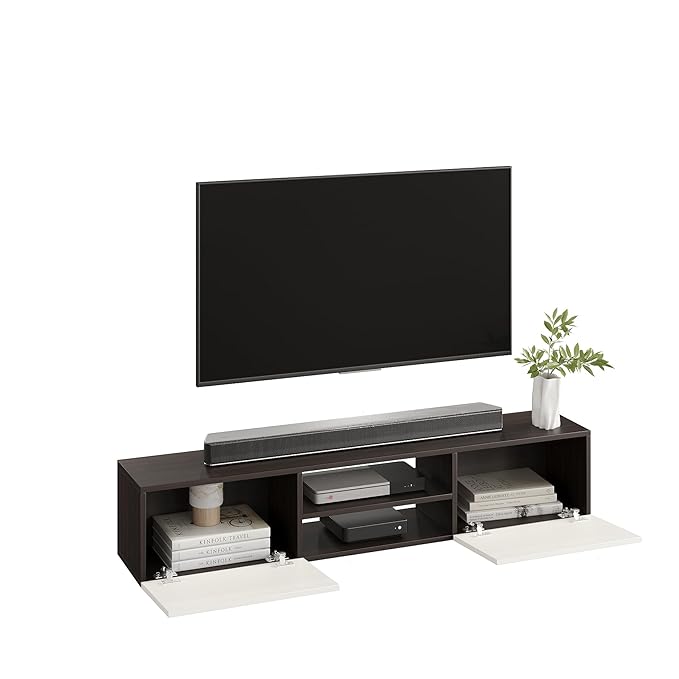 FURNEASER Steven Engineered Wood Wall Mount TV Unit/TV Stand/TV Cabinet/TV Entertainment Unit/Set Top Box Stand (Ideal for 55 Inch) (Exotic Teak)