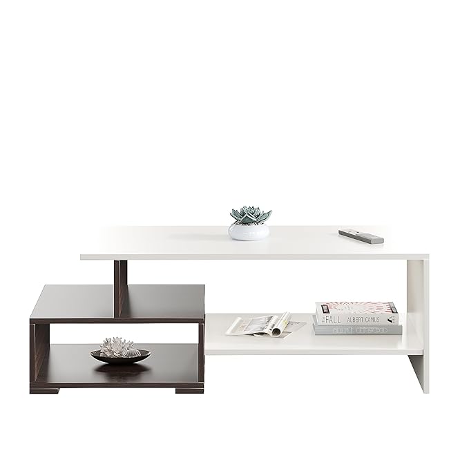 FURNEASER Allium Wooden Modern Coffee Table with Storage and Open Rack, DIY Furniture, Sofa Side Table for Living Room, Home, 106 x 44 x 36 cm (Wenge & White)