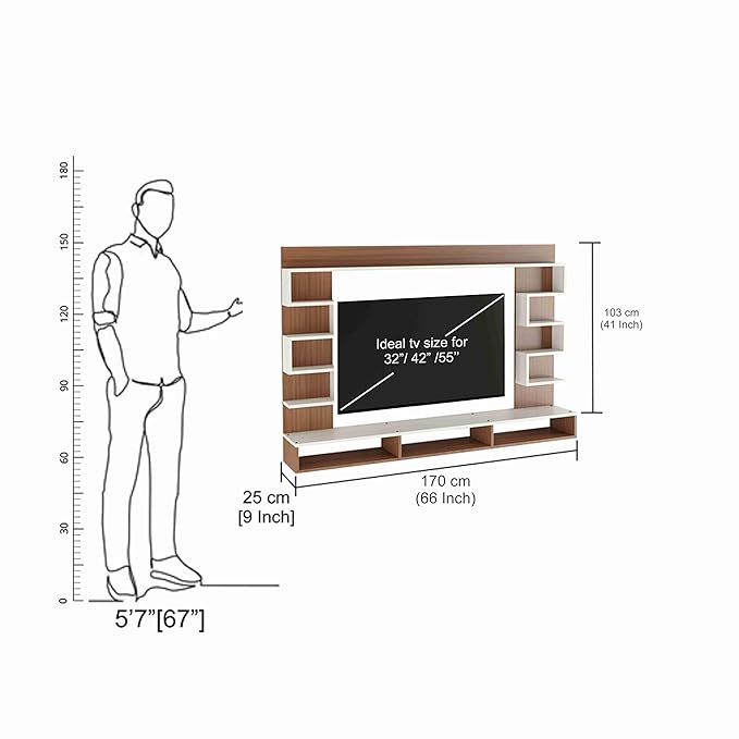 Wall TV Cabinet with Décor & Media Storage (Arsy- Wenge & White)