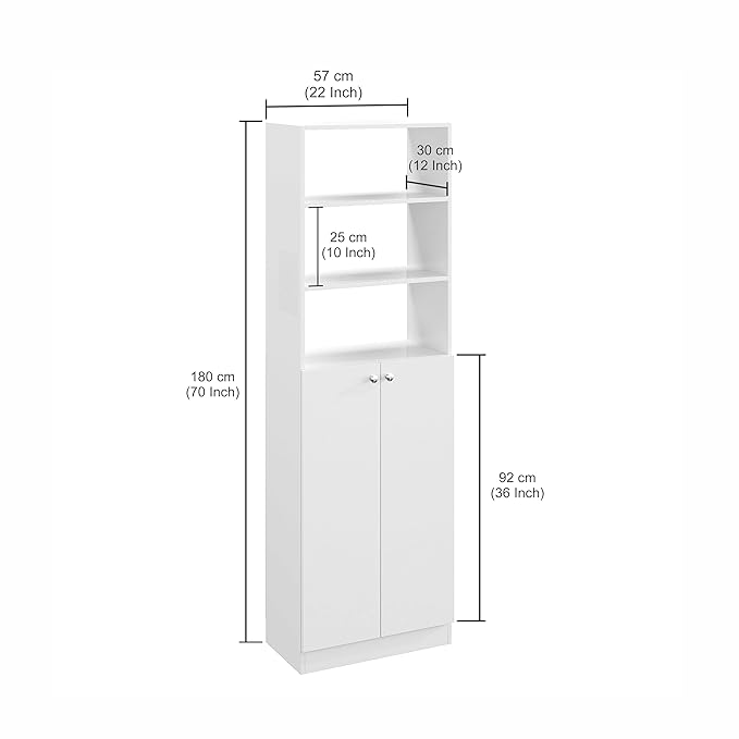 Freestanding Bookcase for Living Room, Office, Bedroom – Exotic Teak & Frosty White Finish
