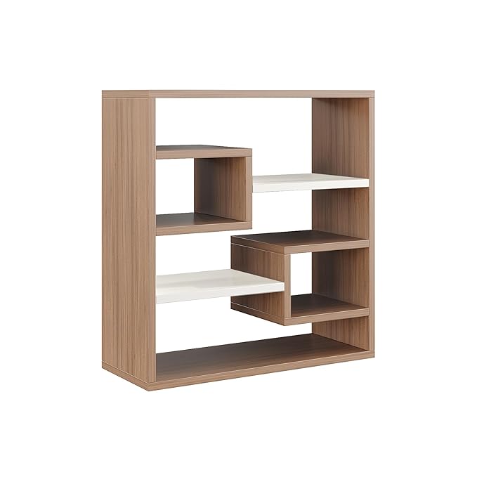 FURNEASER Brian Kitchen Rack Shelf Multipurpose Wooden Wall Mounted Spice Jar Rack Shelves for Kitchen Storage Kitchen Shelf (Exotic Teak & White)