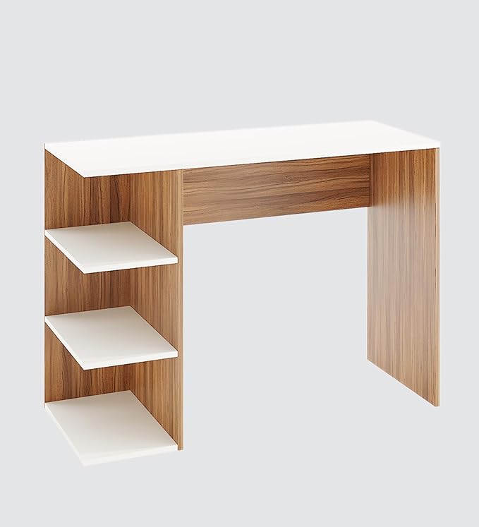 Workstation for Students & Adults, Exotic Teak + White