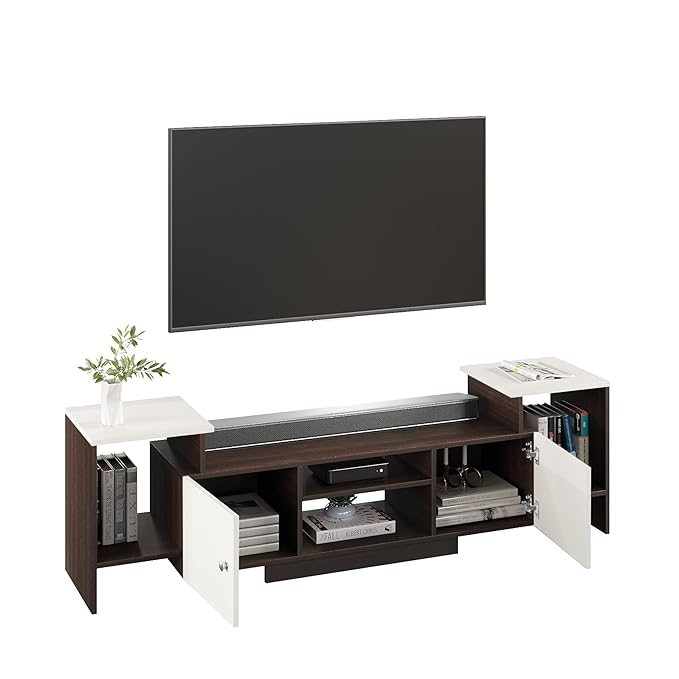 TV Cabinet with Shelves & Doors (Wenge & White)