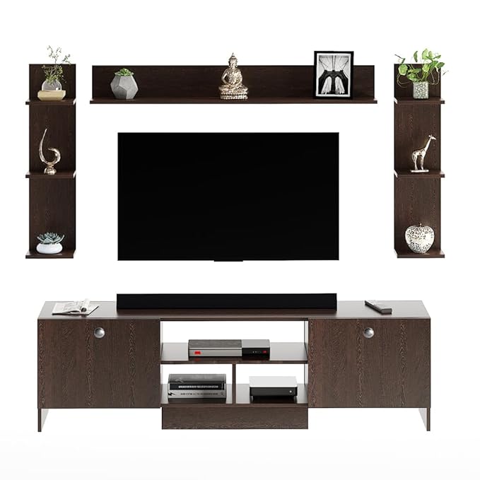 FURNEASER Samnor Engineering Wood Floor TV Cabinet for 65 Inch TV Screen Wenge