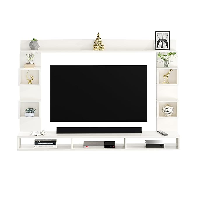 FURNEASER Martin Engineered Wood Wall Mount TV Unit/TV Stand/TV Cabinet/TV Entertainment Unit/Set Top Box Stand for 55 Inch TV (White)