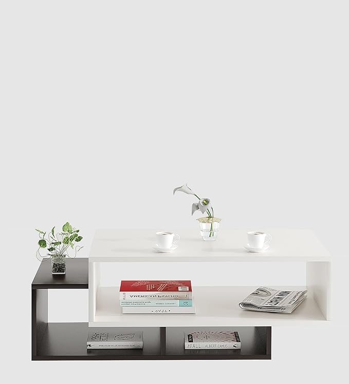 Rectangle Coffee Table for Home & Office (White & Wenge Finish)