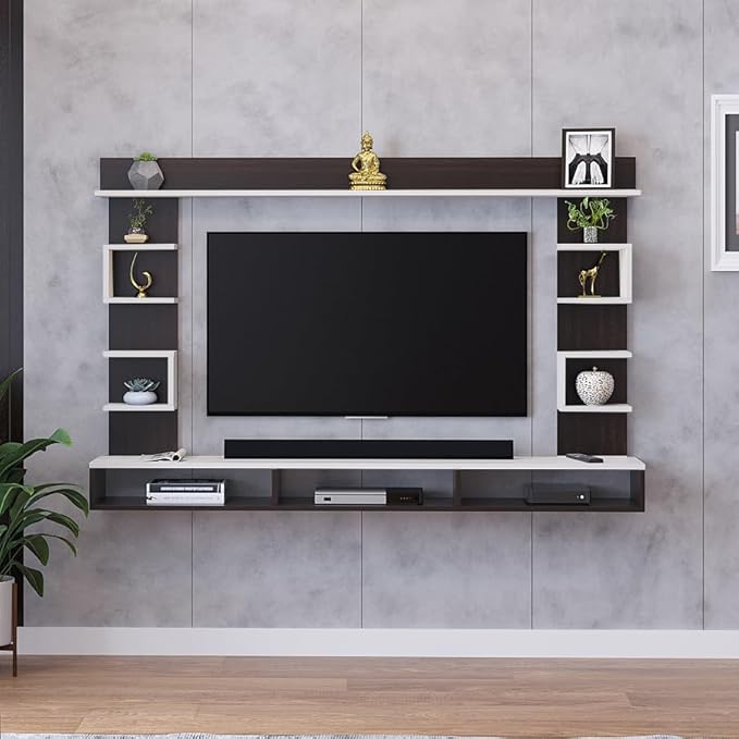 FURNEASER Steven Engineered Wood Wall Mount TV Unit/TV Stand/TV Cabinet/TV Entertainment Unit/Set Top Box Stand (Ideal for 55 Inch) (Wenge & White)