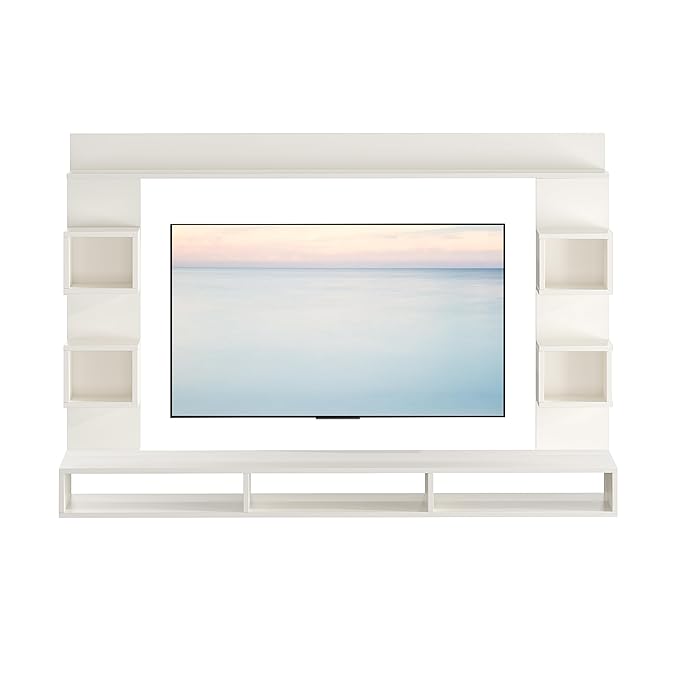 FURNEASER Morris Engineered Wood Wall Mount TV Unit/TV Stand with Door/TV Cabinet/TV Entertainment Unit/Set Top Box Stand (Ideal for 55 Inch) (D.I.Y) (Exotic Teak & White)