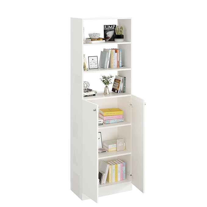 Freestanding Bookcase for Living Room, Office, Bedroom – Frosty White Finish