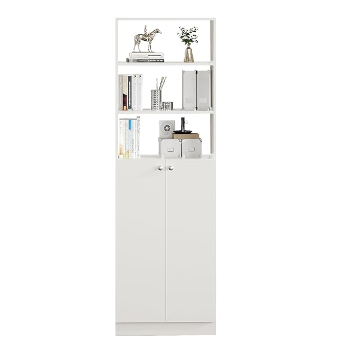 Freestanding Bookcase for Living Room, Office, Bedroom – Frosty White Finish