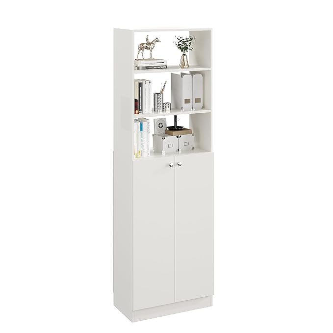 Freestanding Bookcase for Living Room, Office, Bedroom – Frosty White Finish