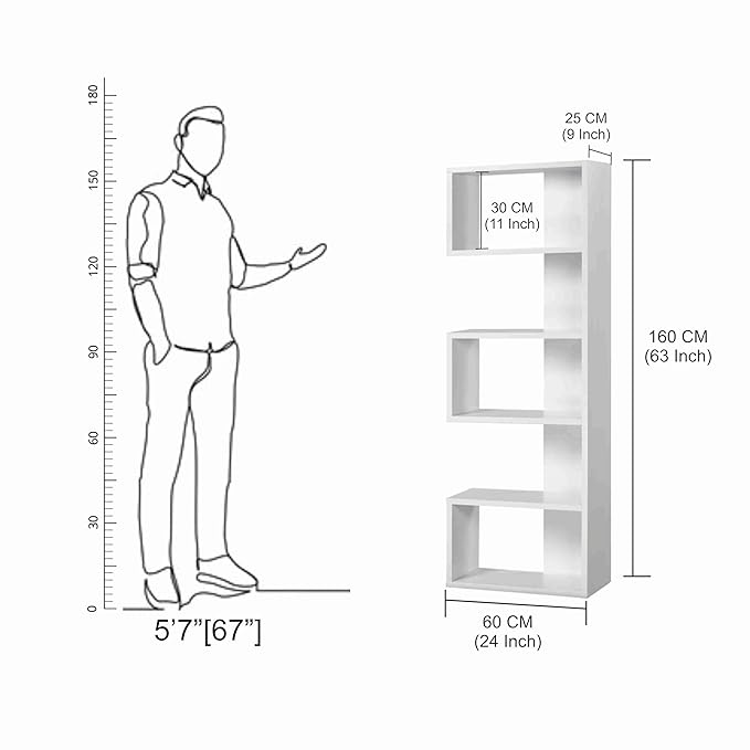 FURNEASER Bookshelf for Books, Multipurpose Bookcase Stand Rack for Home, Wooden Modern Book Display Shelf, File Storage Cabinet for Home,Study Room & Office (FR-BS-ED-H)