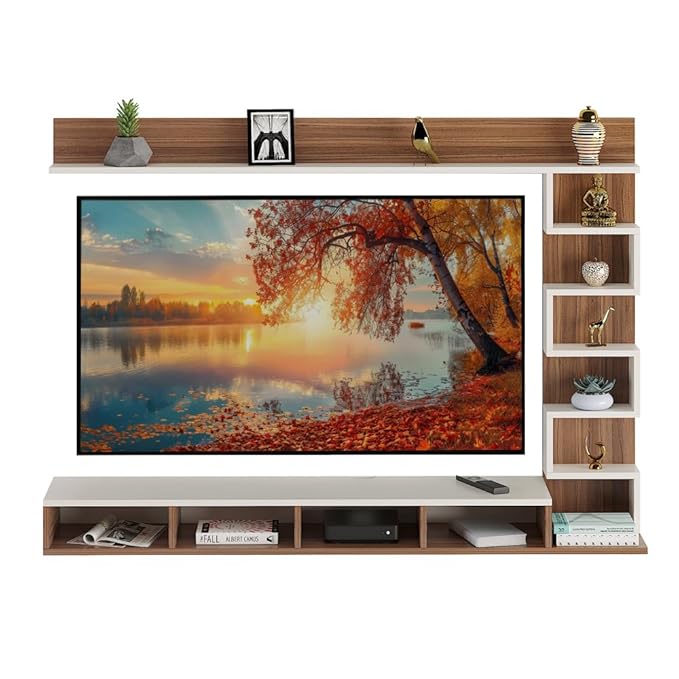 FURNEASER Dettlet Engineered Wood Wall Mount TV Unit/TV Stand/TV Cabinet/TV Entertainment Unit/Set Top Box Stand (Wenge/White) (Ideal for 55 Inch) (D.I.Y)