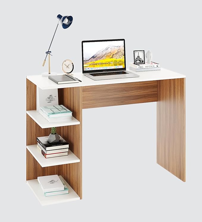 Workstation for Students & Adults, Exotic Teak + White