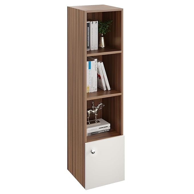 Multipurpose Display Shelf for Living Room, Office & Study – Exotic Teak & White Finish