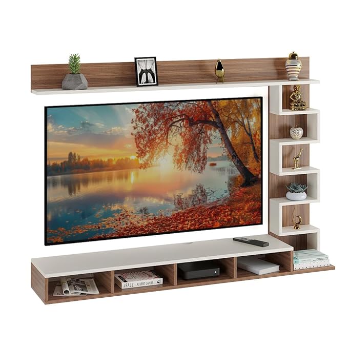 FURNEASER Dettlet Engineered Wood Wall Mount TV Unit/TV Stand/TV Cabinet/TV Entertainment Unit/Set Top Box Stand (Wenge/White) (Ideal for 55 Inch) (D.I.Y)