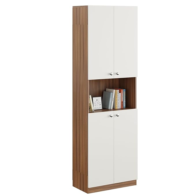 Modern Storage Organizer Rack, 180 x 57 x 30 cm, Exotic Teak & White Finish