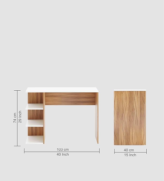 Workstation for Students & Adults, Exotic Teak + White