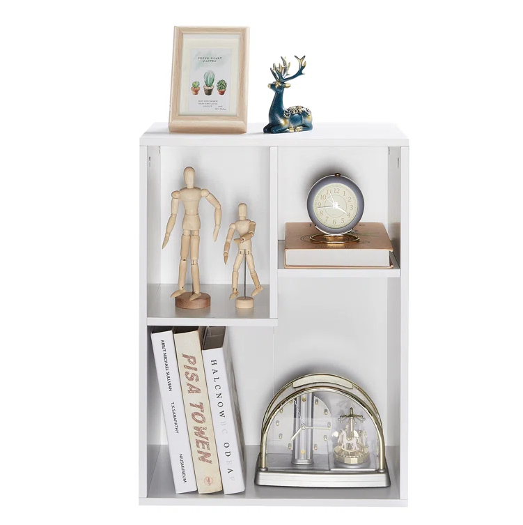 Devid Wooden Book Shelf for Books, Book Shelf Rack for Home Library, Corner Shelf for Living Room, Study Room & Office Furniture (White)