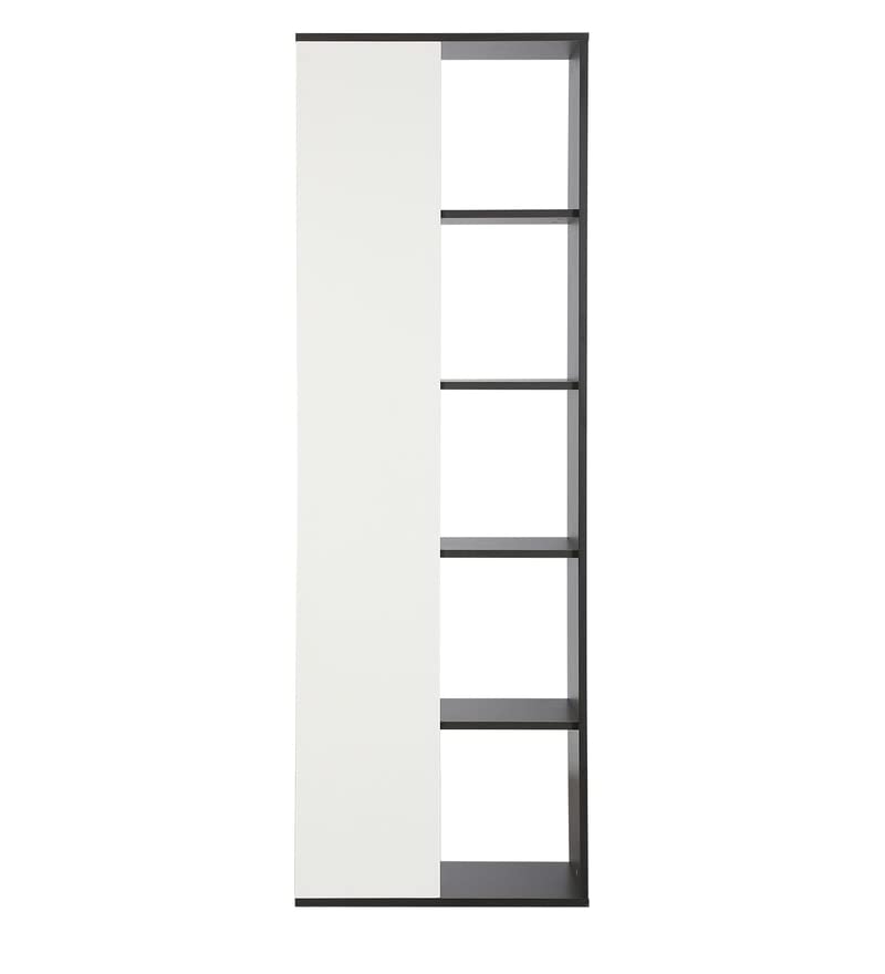Raquel Wooden Book Shelf for Books, Book Shelf Rack for Home Library, Corner Shelf for Living Room, Study Room & Office Furniture (Wenge & White)