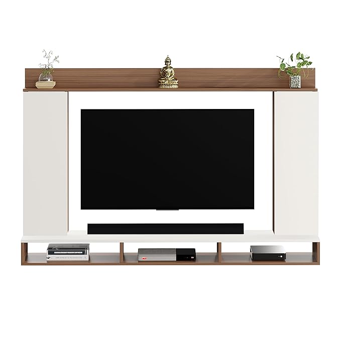 FURNEASER Morris Engineered Wood Wall Mount TV Unit/TV Stand with Door/TV Cabinet/TV Entertainment Unit/Set Top Box Stand (Ideal for 55 Inch) (D.I.Y) (Exotic Teak & White)