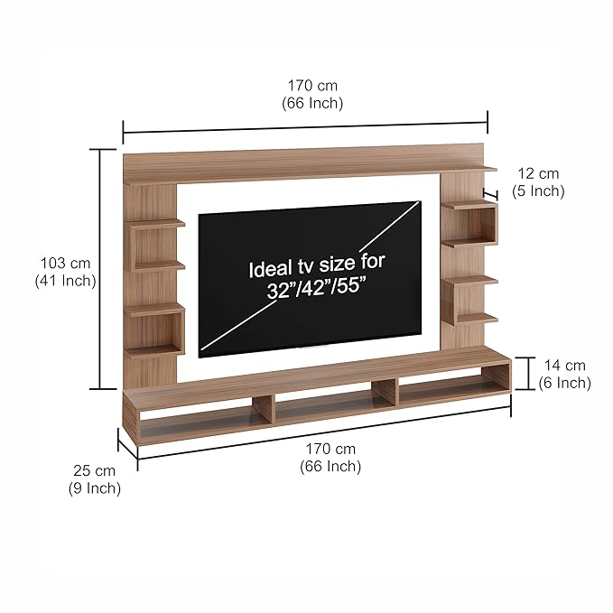FURNEASER Steven Engineered Wood Wall Mount TV Unit/TV Stand/TV Cabinet/TV Entertainment Unit/Set Top Box Stand (Ideal for 55 Inch) (Exotic Teak)