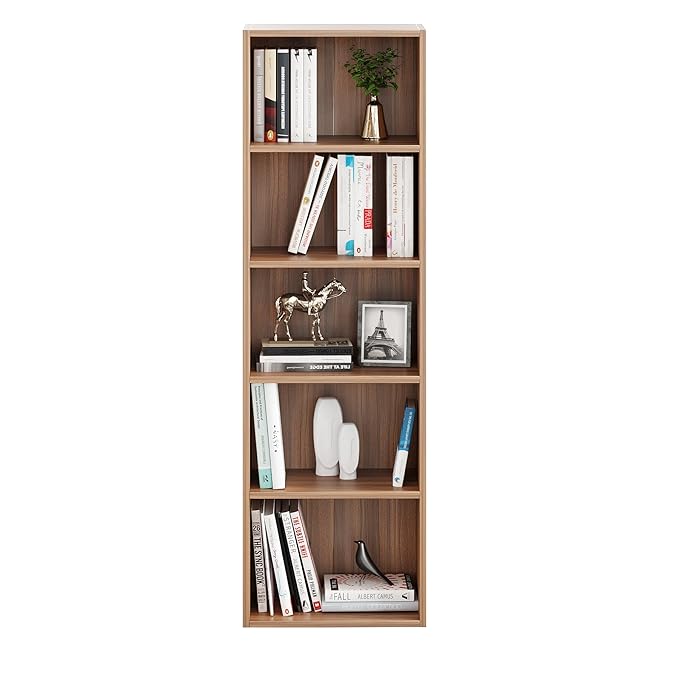 Engineered Wood Bookcase with 5 Open Shelves (130 x 40 x 23 cm, Exotic Teak)