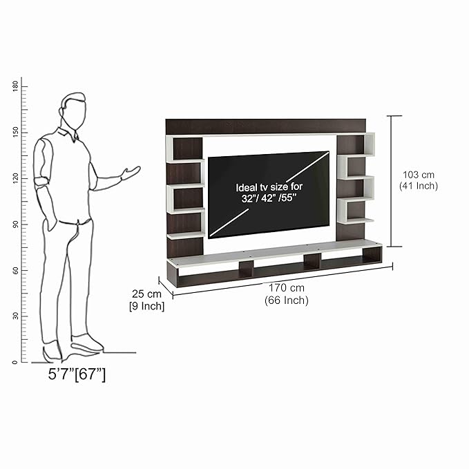 Engineered Wood TV Cabinet & TV Panel for 43 to 55 Inch LED/LCD TVs (Wenge)