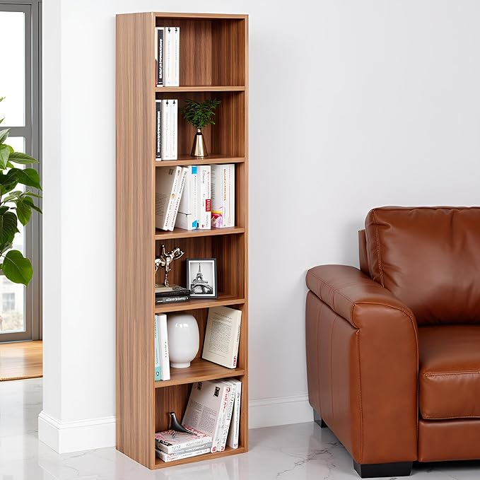 Engineered Wood Bookcase with 5 Open Shelves (130 x 40 x 23 cm, Exotic Teak)