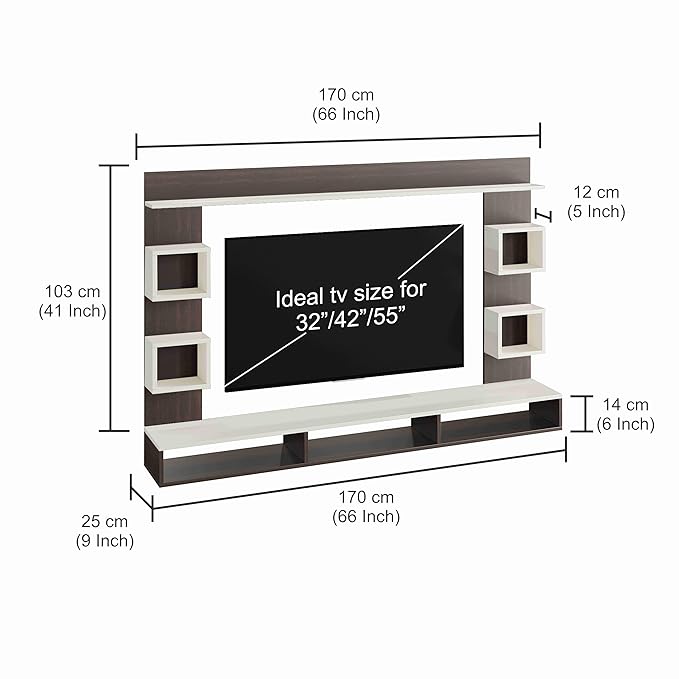 FURNEASER Morris Engineered Wood Wall Mount TV Unit/TV Stand with Door/TV Cabinet/TV Entertainment Unit/Set Top Box Stand (Ideal for 55 Inch) (D.I.Y) (Exotic Teak & White)