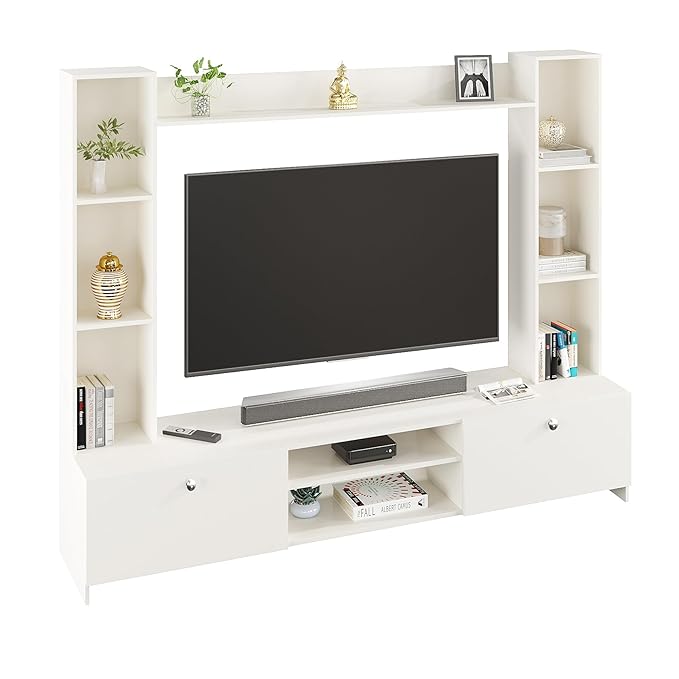 Fits up to 50” TVs (White 50")