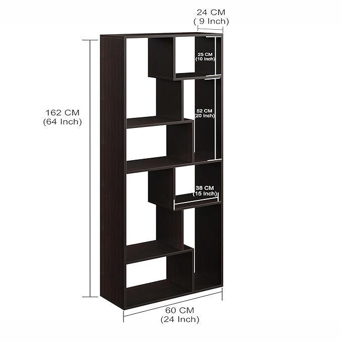 Engineered Wood Bookcase & Storage Shelf for Living Room, Bedroom & Office (Wenge Finish)