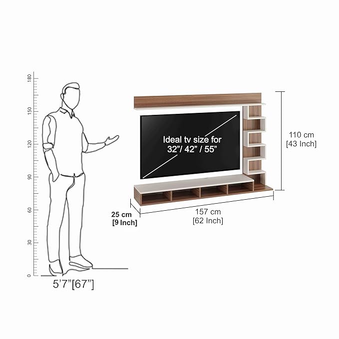 FURNEASER Dettlet Engineered Wood Wall Mount TV Unit/TV Stand/TV Cabinet/TV Entertainment Unit/Set Top Box Stand (Wenge/White) (Ideal for 55 Inch) (D.I.Y)