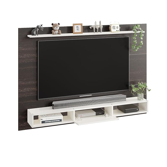 Wall TV Cabinet with Décor & Media Storage (Arsy- Wenge & White)