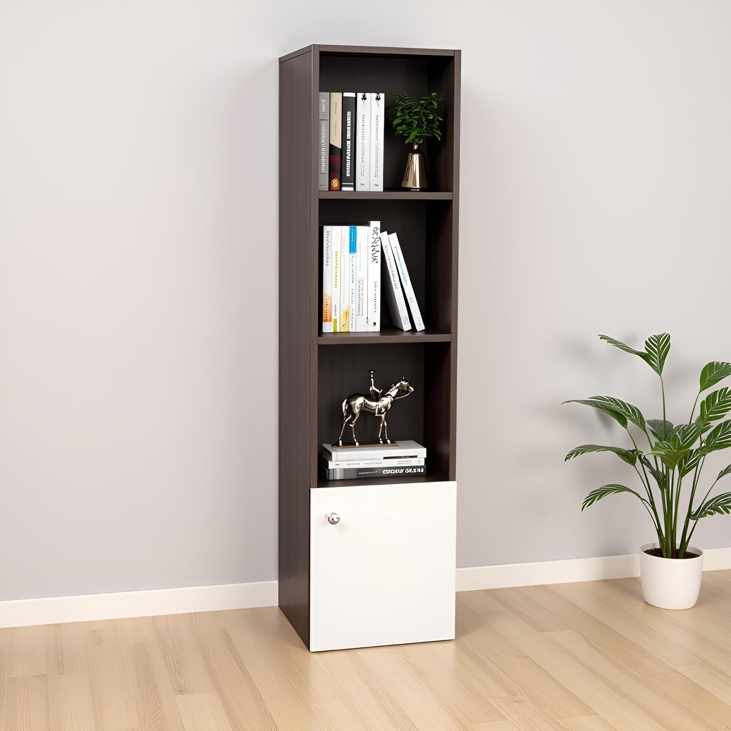 Multipurpose Display Shelf for Living Room, Office & Study – Wenge & Frosty White Finish