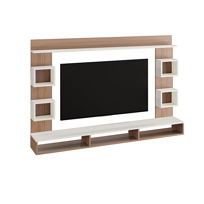 FURNEASER Martin Engineered Wood Wall Mount TV Unit/TV Stand/TV Cabinet/TV Entertainment Unit/Set Top Box Stand for 55 Inch TV (Exotic Teak & White)