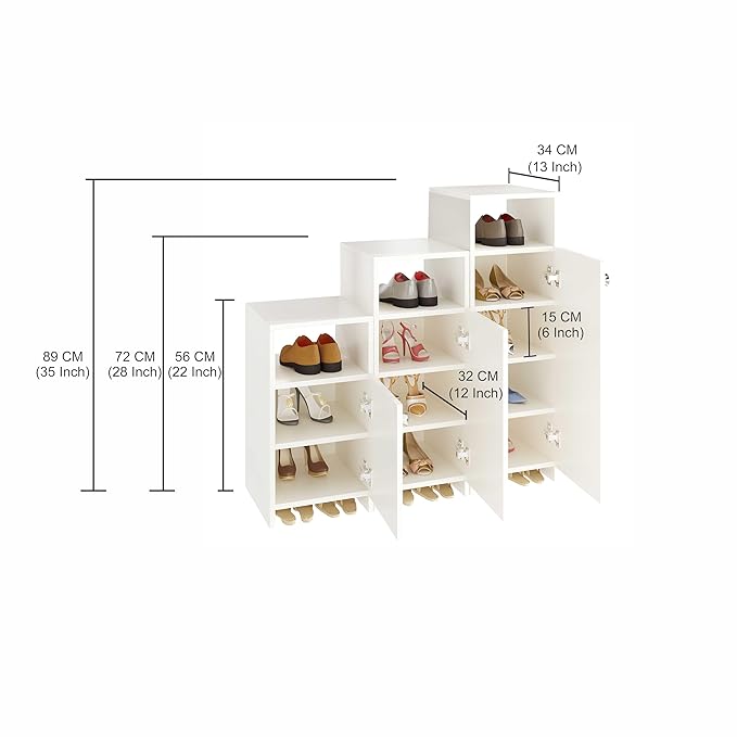 FURNEASER Sinala Modern Shoe Storage Cabinet with 8 Shelves, Wooden Organiser Stand, 18-20 Pairs Capacity (Wenge & White) (Copy)