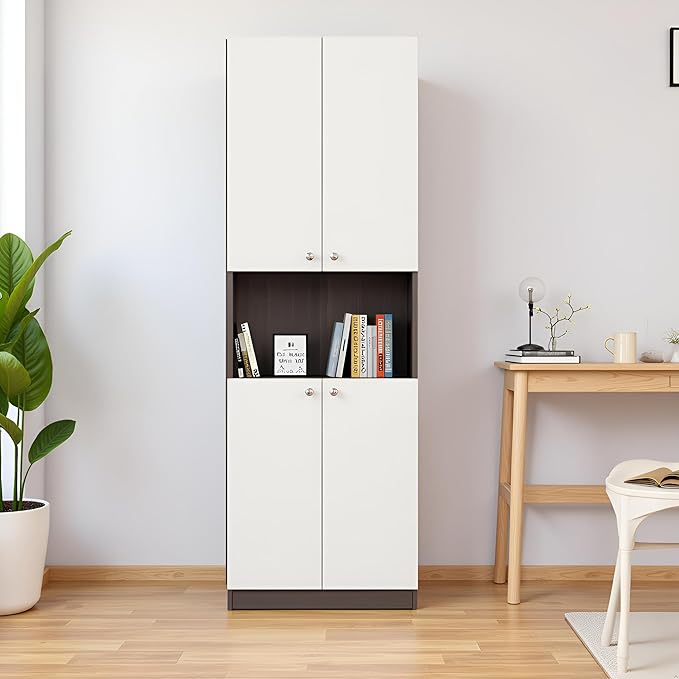 Modern Storage Organizer Rack, 180 x 57 x 30 cm, Wenge & White Finish