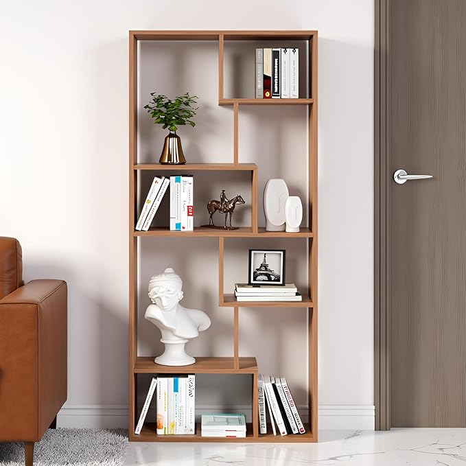 FURNEASER Krimson Bookshelf for Books, Multipurpose Bookcase Stand Rack for Home, Wooden Modern Book Display Shelf, File Storage Cabinet for Home, Study Room & Office (Exotic Teak Finish)
