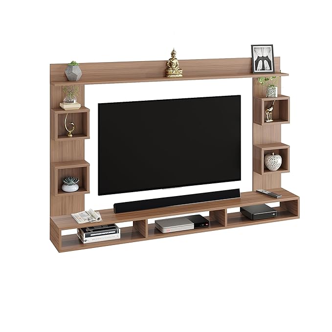 FURNEASER Martin Engineered Wood Wall Mount TV Unit/TV Stand/TV Cabinet/TV Entertainment Unit/Set Top Box Stand for 55 Inch TV (Exotic Teak)