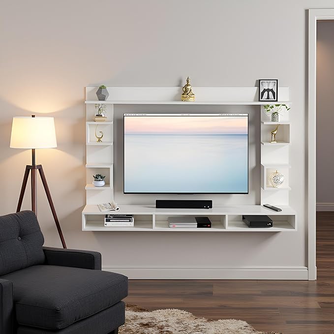 FURNEASER. Steven Engineered Wood Wall Mount TV Unit/Set Top Box Stand with Display Shelves/Modern Tv Rack/Cabinet/Showcase for 43 inch TV (H)