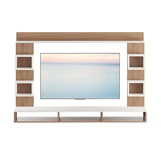 FURNEASER Martin Engineered Wood Wall Mount TV Unit/Set Top Box Stand with Display Shelves/Modern Tv Rack/Cabinet/Showcase for 43 inch TV (Exotic Teak & White)