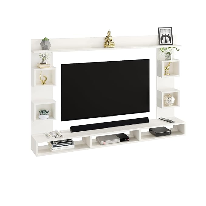 FURNEASER Martin Engineered Wood Wall Mount TV Unit/TV Stand/TV Cabinet/TV Entertainment Unit/Set Top Box Stand for 55 Inch TV (White)
