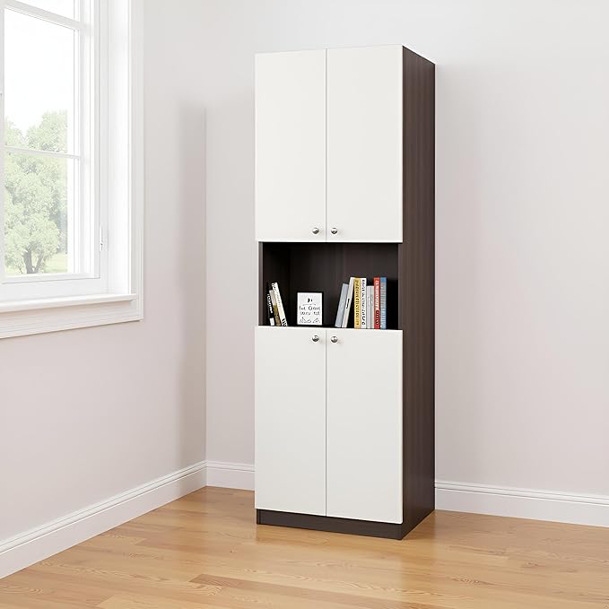 Modern Storage Organizer Rack, 180 x 57 x 30 cm, Wenge & White Finish