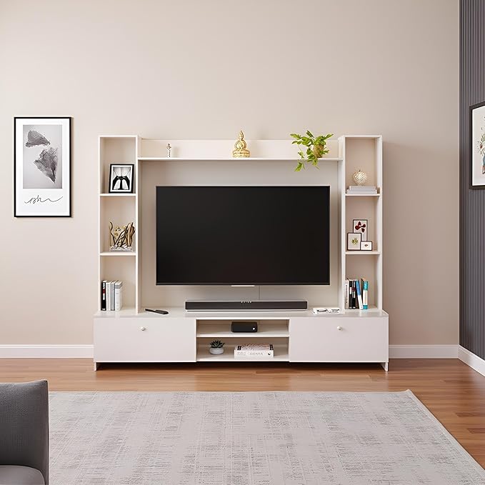 Fits up to 50” TVs (White 50")