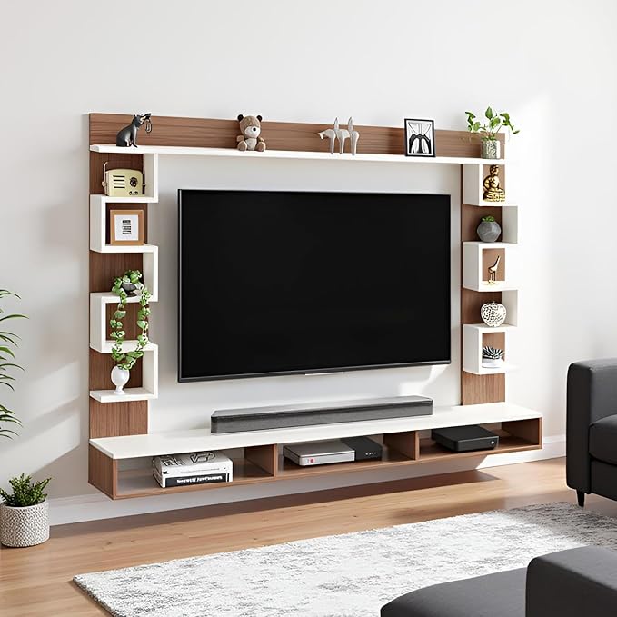 Wall TV Cabinet with Décor & Media Storage (Arsy- Wenge & White)